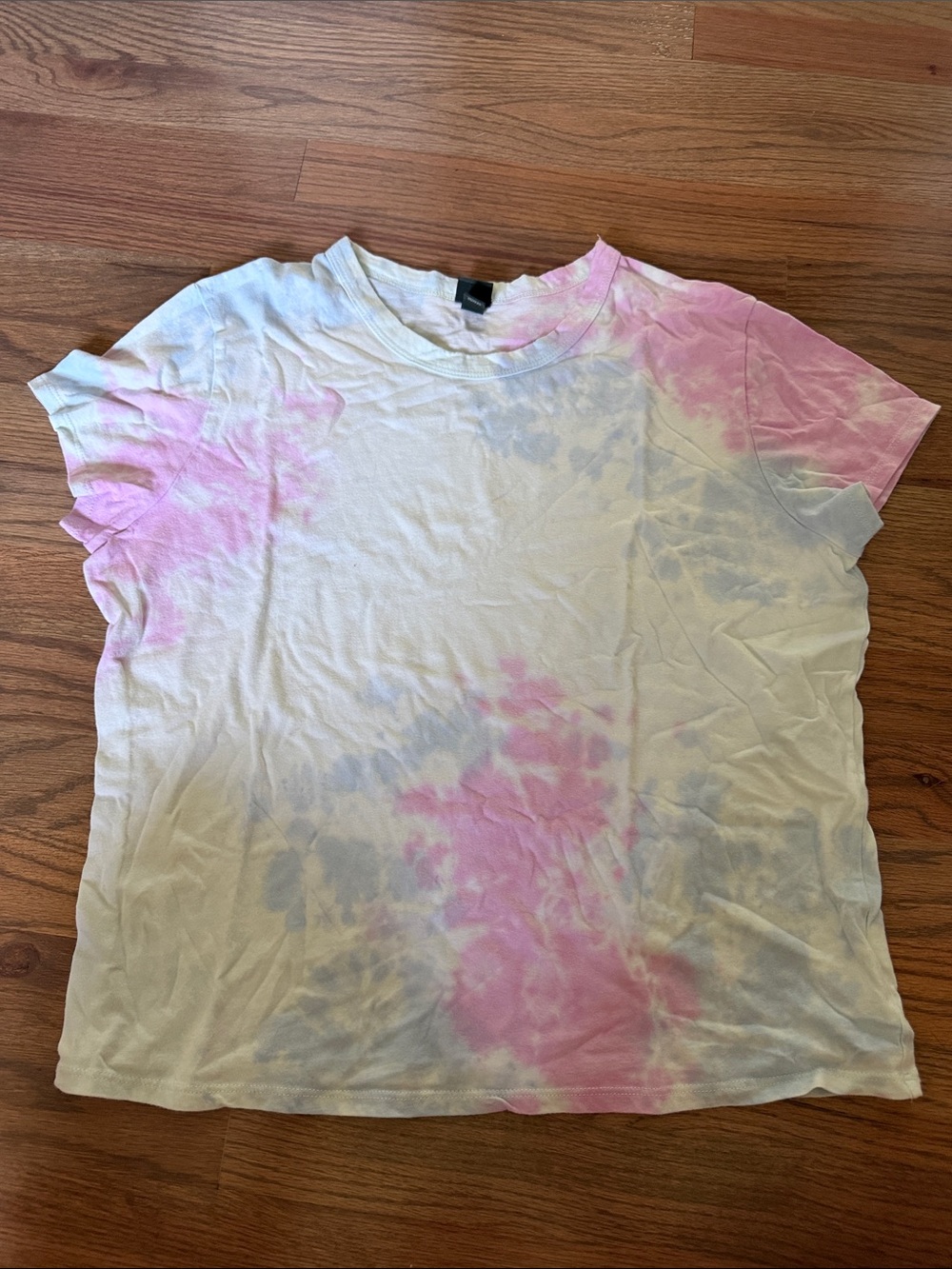 wild fable Pink & White Tie-Dye Crop Tee